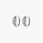 Leaf Silver Huggie Earrings